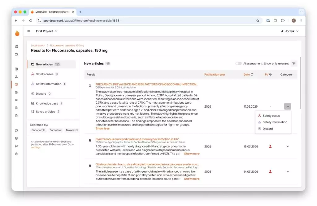 AI Features on the DrugCard Platform: How Artificial Intelligence Supports Pharmacovigilance Literature Screening 2